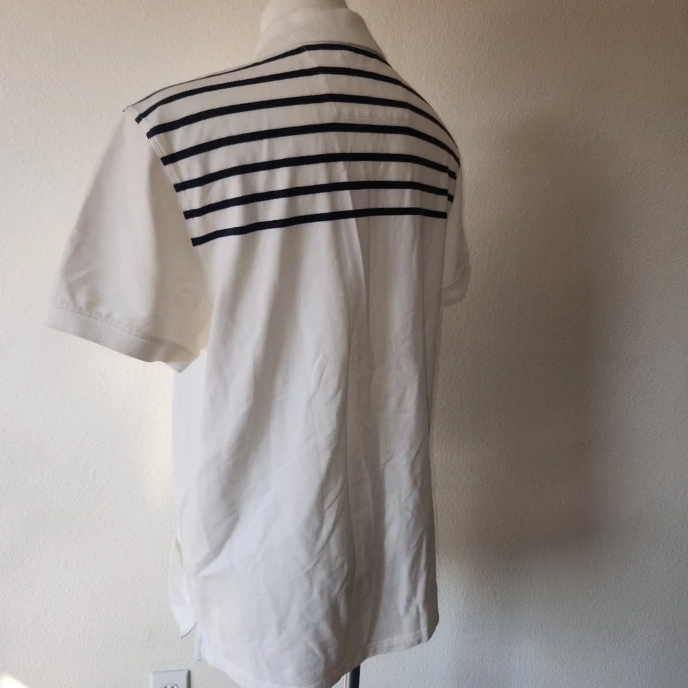 Mens White Polo Banana Republic Fitted‎ Short Sleeve Polo Cotton Large